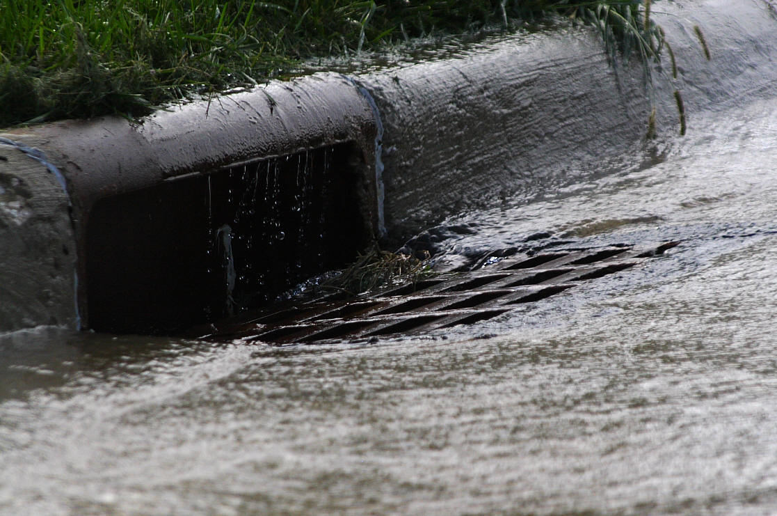 Close up of storm drain inlet